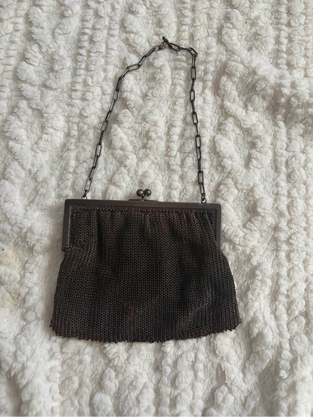 Vintage Metal Mesh Evening Bag - Black/Bronze